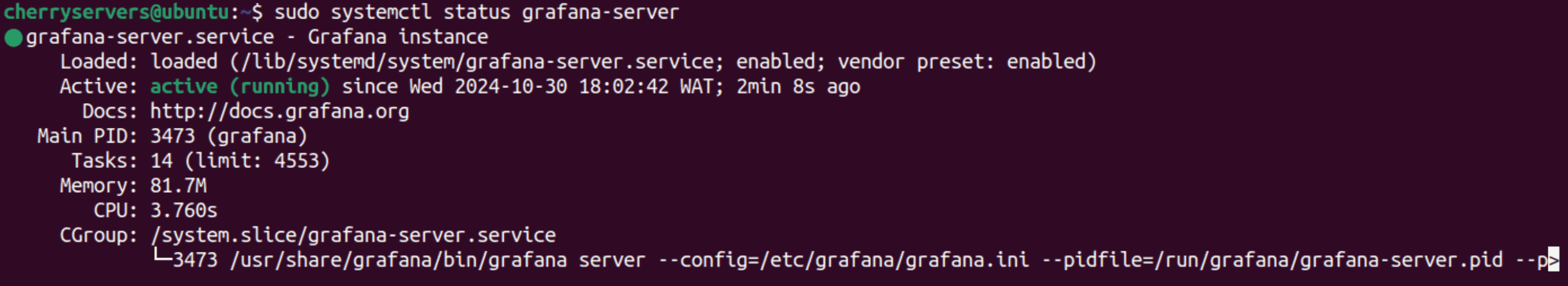 Check Grafana status