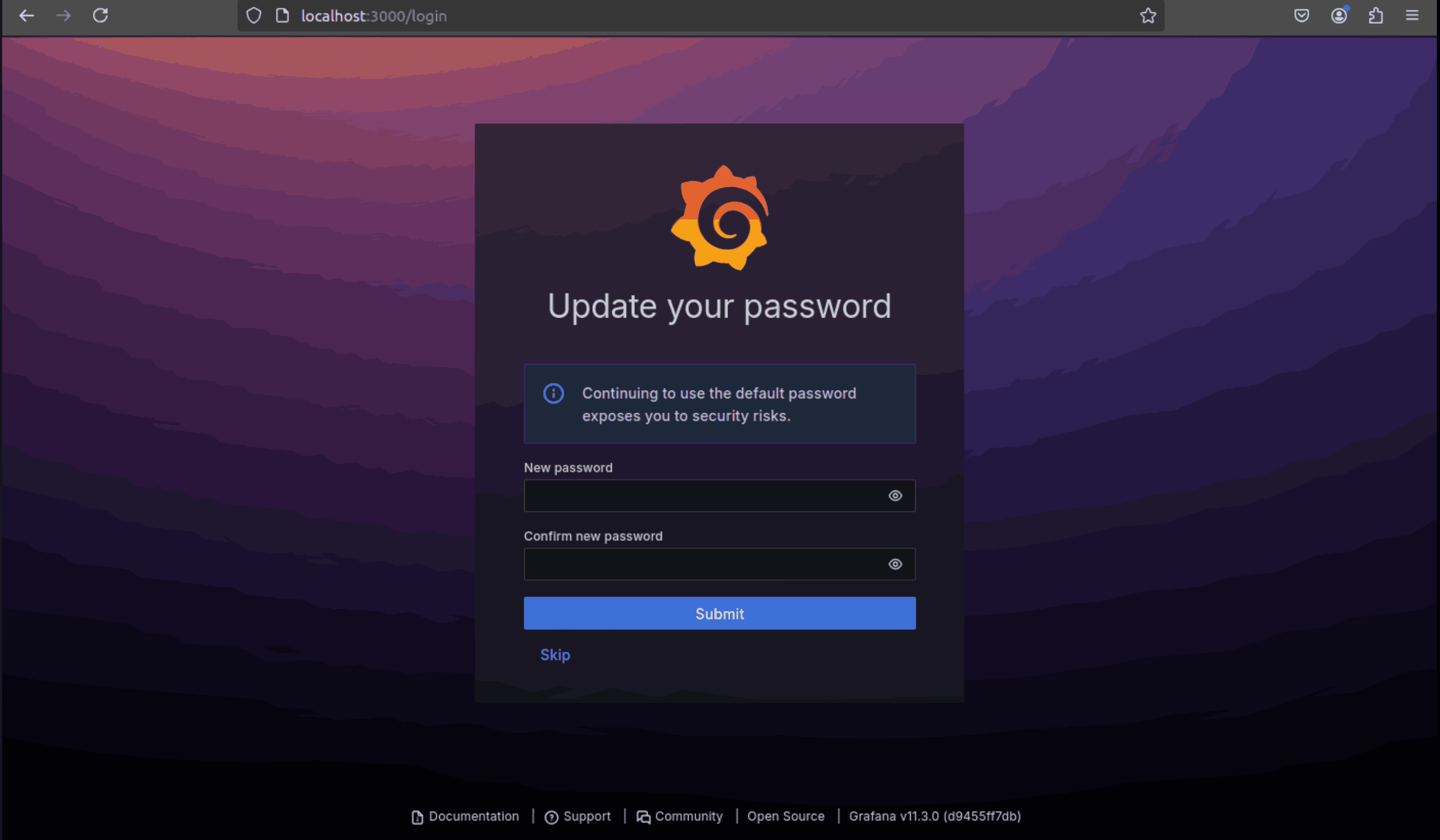 Change the Grafana default password