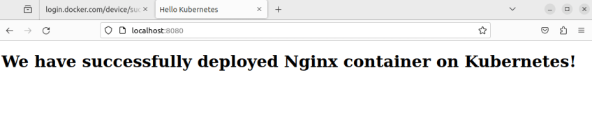 Nginx container deployed on Kubernetes