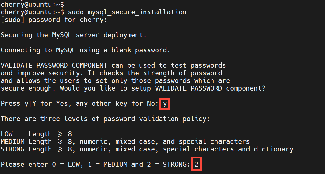 Database password policy setup