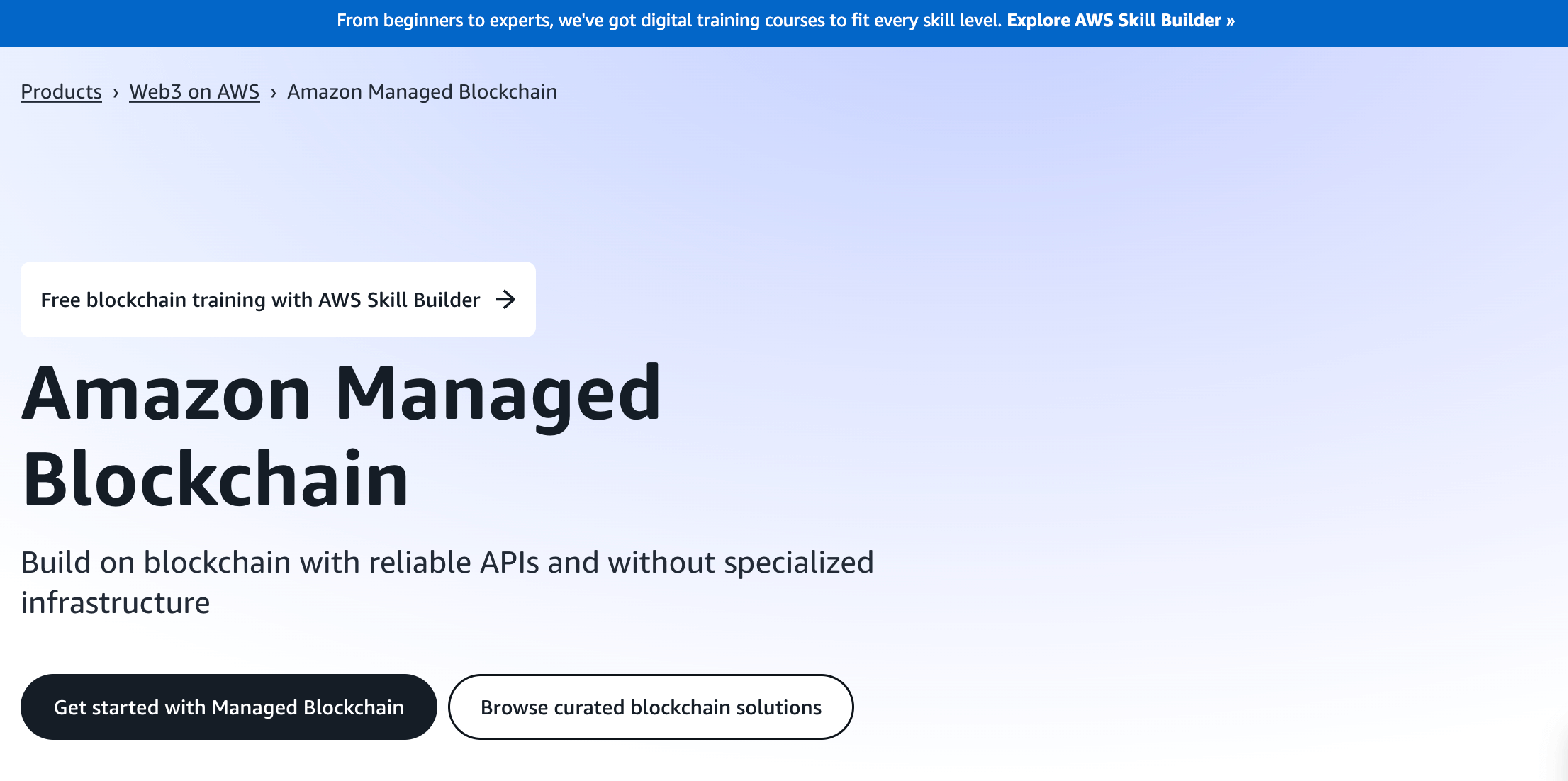 AWS website screenshot