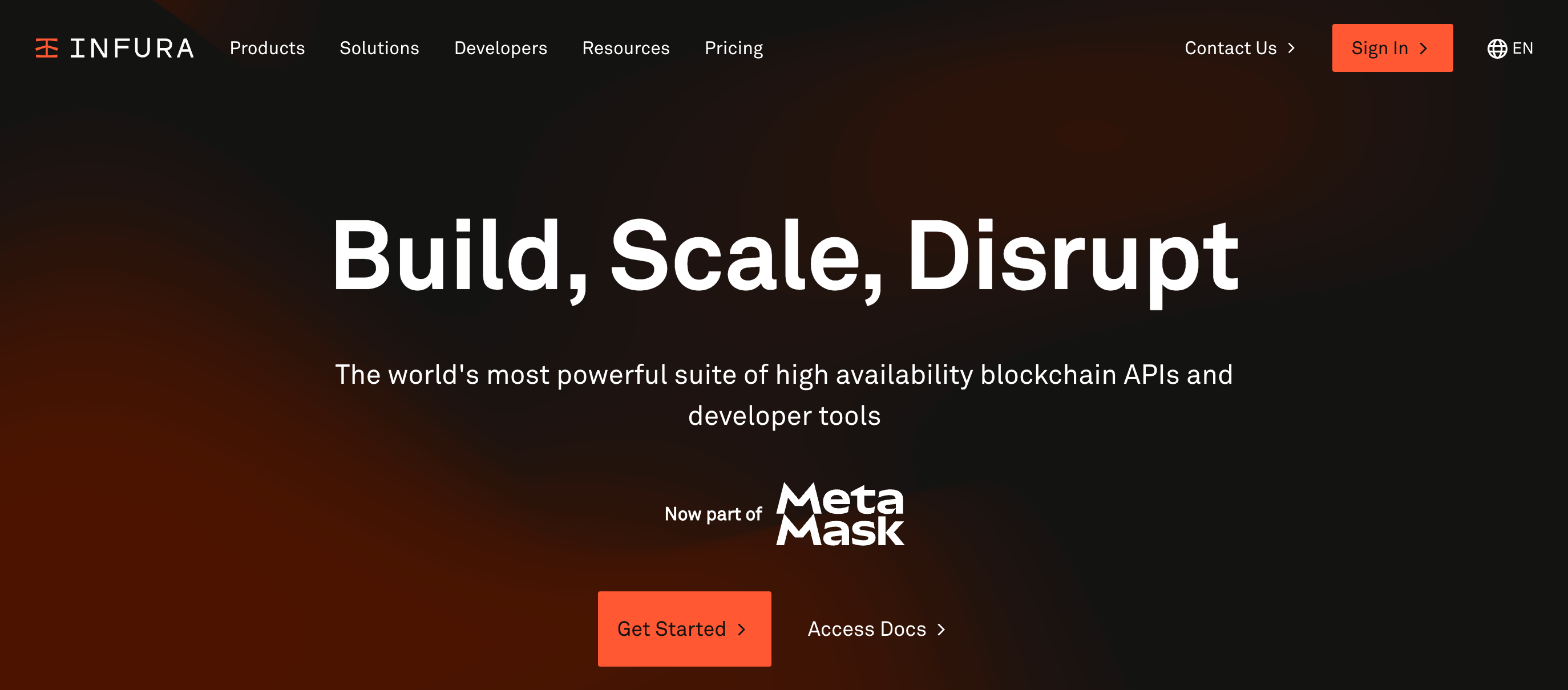 Infura website screenshot
