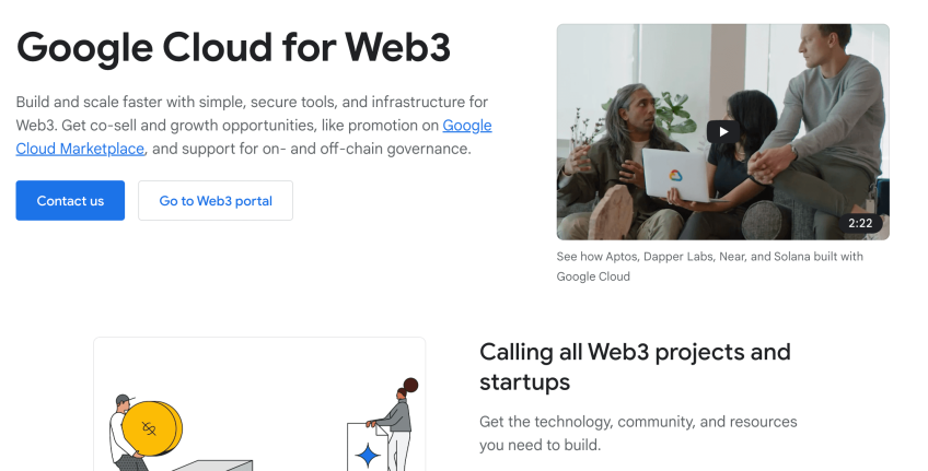 Google Cloud website screenshot