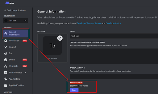 copy application id