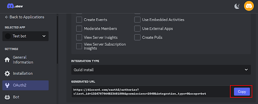 get link to authenticate bot