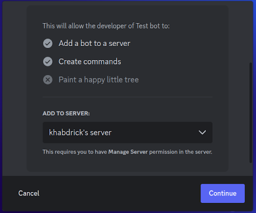 invite bot to discord server