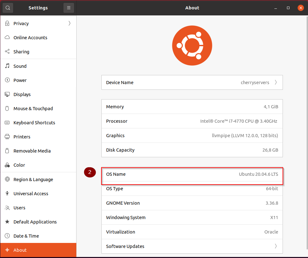 how to find the version of ubuntu through settings