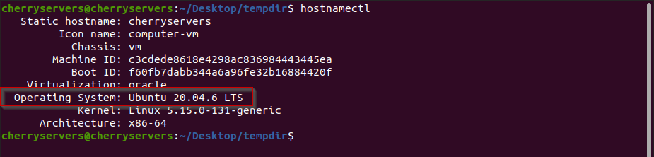 how to find ubuntu version with hostnamectl
