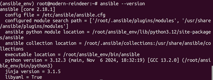 python 虚拟环境中的 ansible 版本