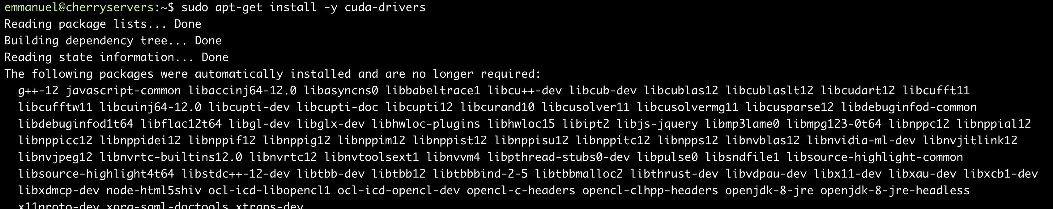 Installing CUDA drivers
