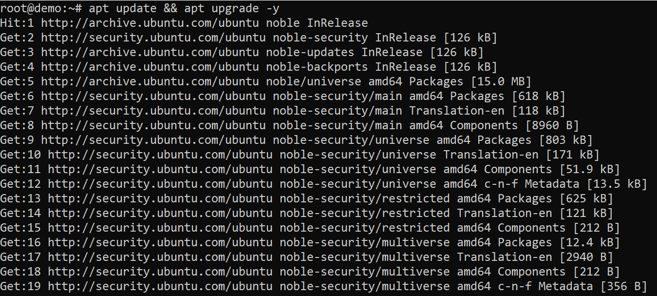 Update and upgrade system