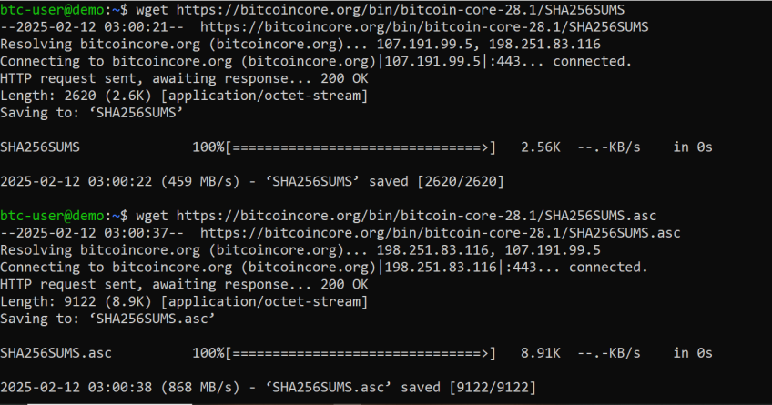 Download checksum and signature files