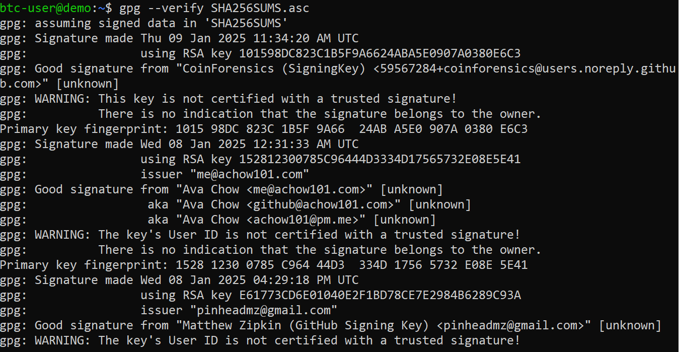 Verify the checksum file