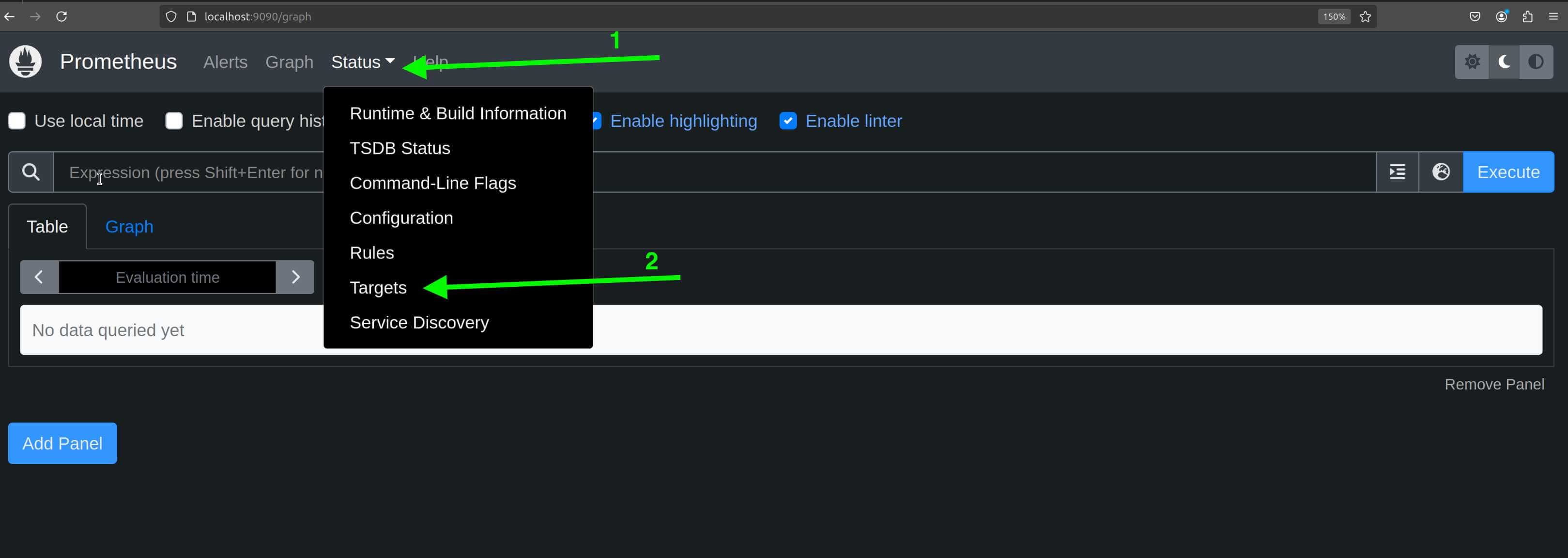 Prometheus targets page