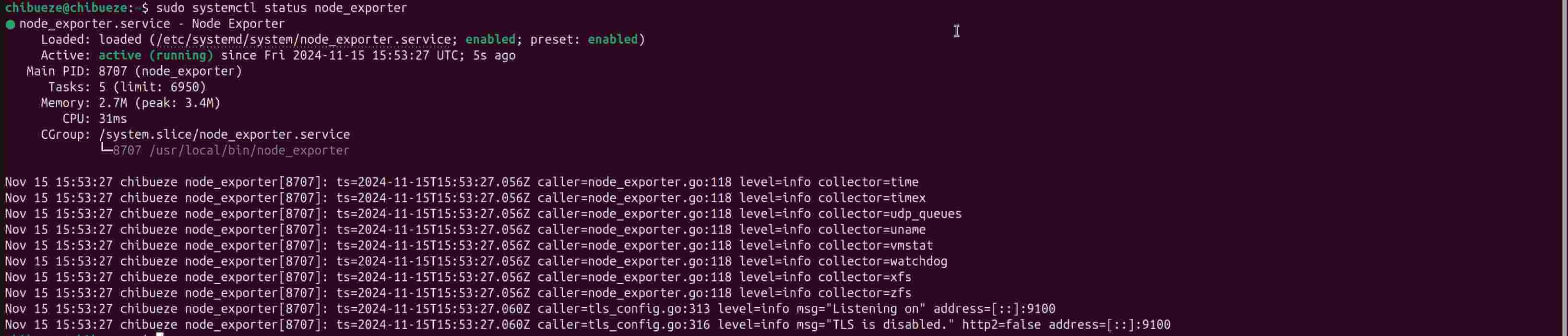 Check Node exporter status