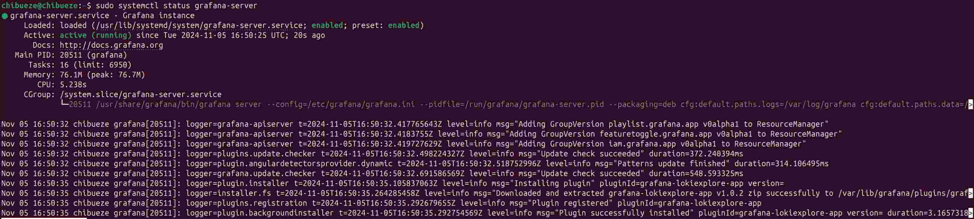 Check Grafana status