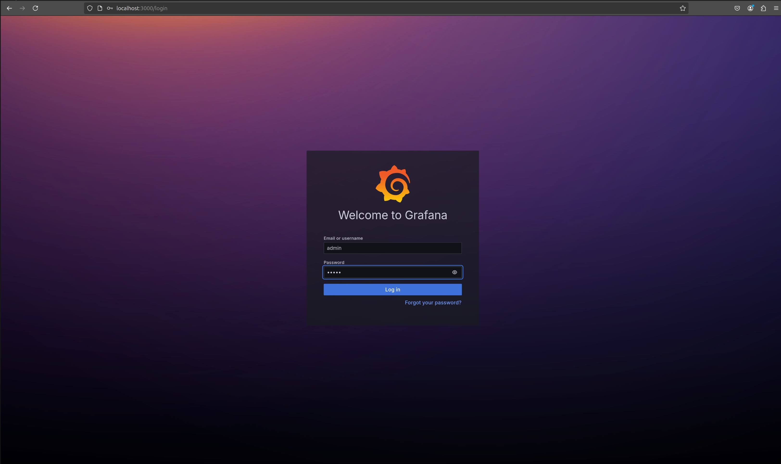 Grafana login page