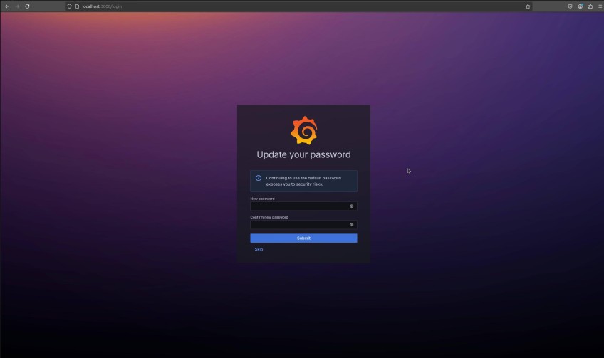 Update Grafana password page