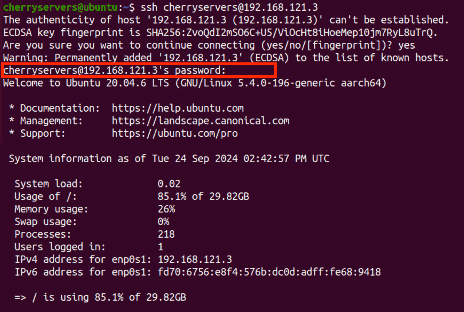 Enter password to login