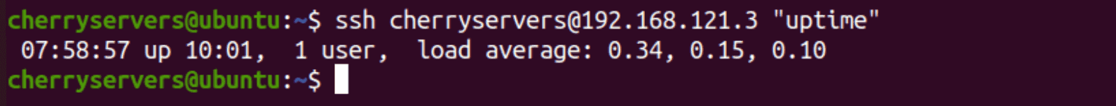 Run the uptime command using SSH