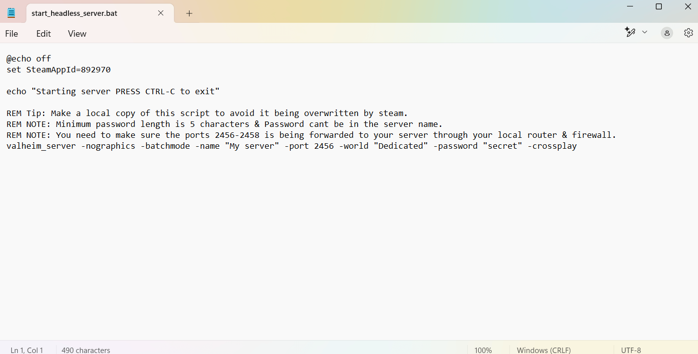 start_headless_server.bat file