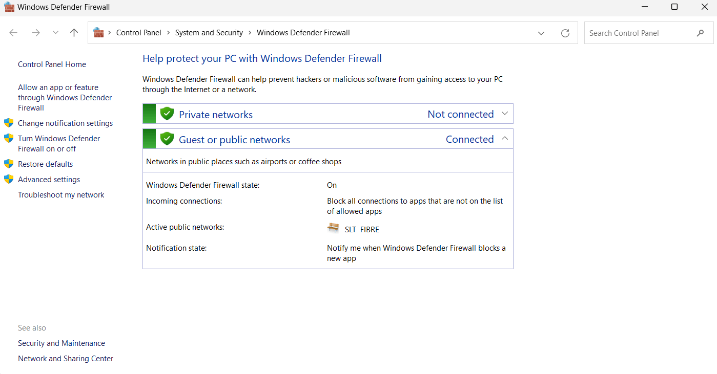 windows defender firewall