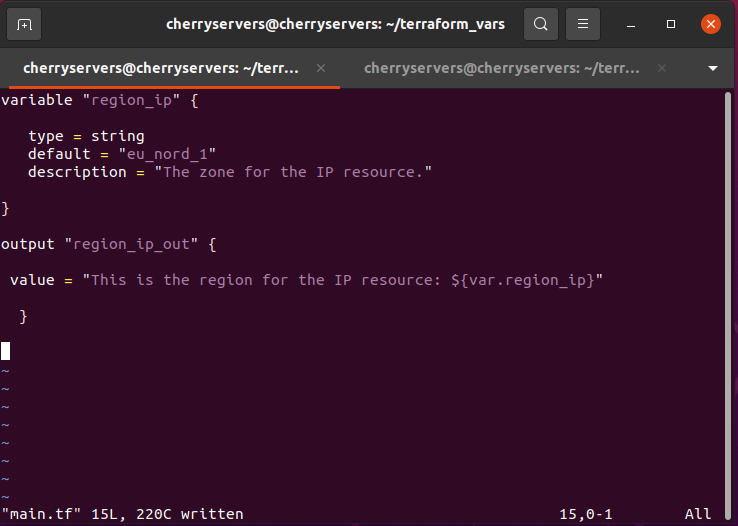 how to define a string variable in terraform