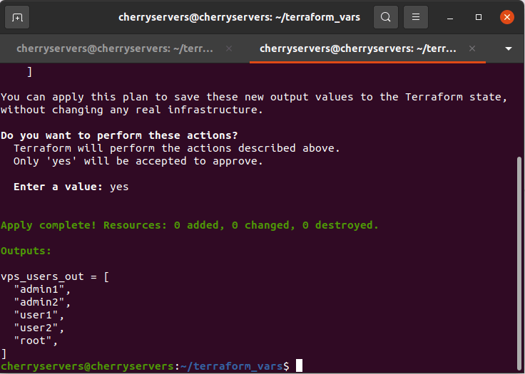 how to define a list in terraform