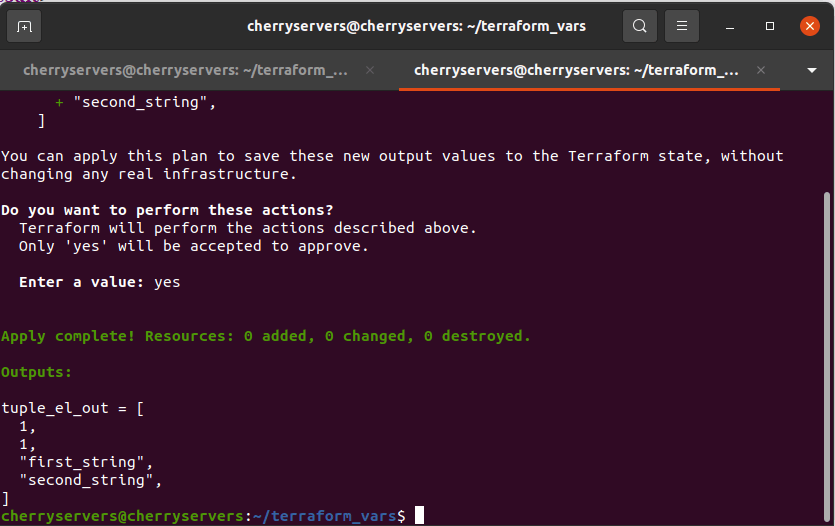 how to declare a tuple variable in terraform