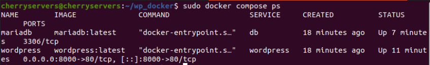 how to find information about services in docker compose