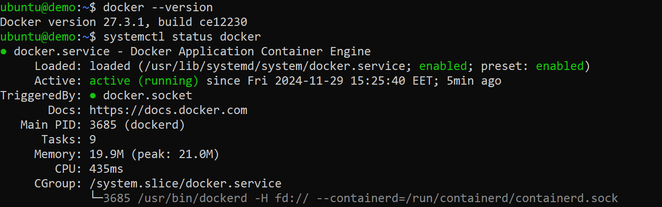 Confirm Docker installation