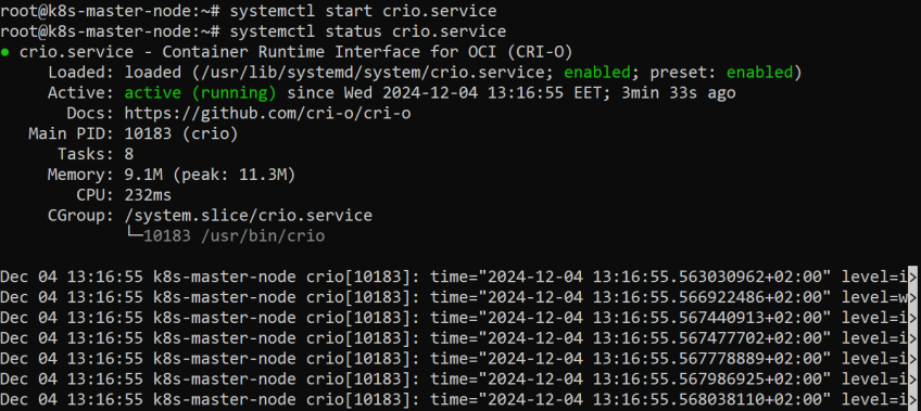 Start CRI-O service
