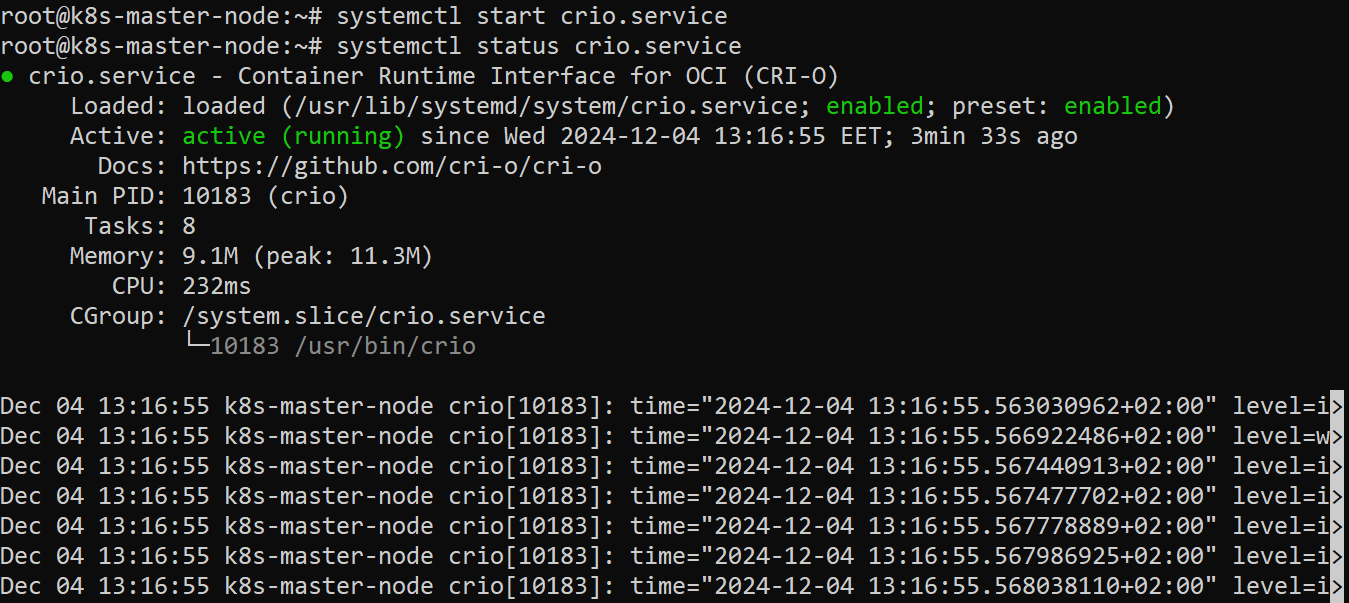 Start CRI-O service
