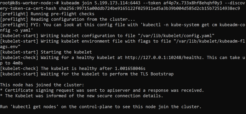 Join the worker node to the cluster