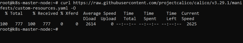 Download custom resources file for configuration of Calico