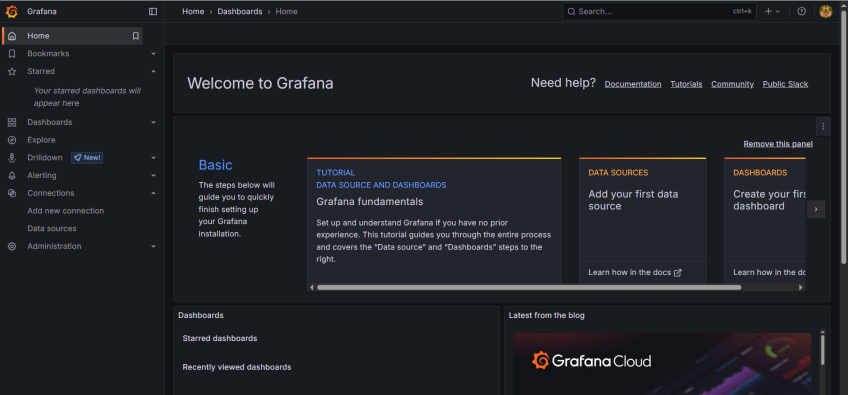 grafana-welcome-page