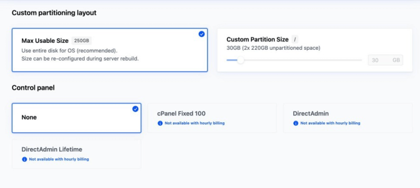 Control panel section