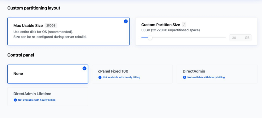 Control panel section