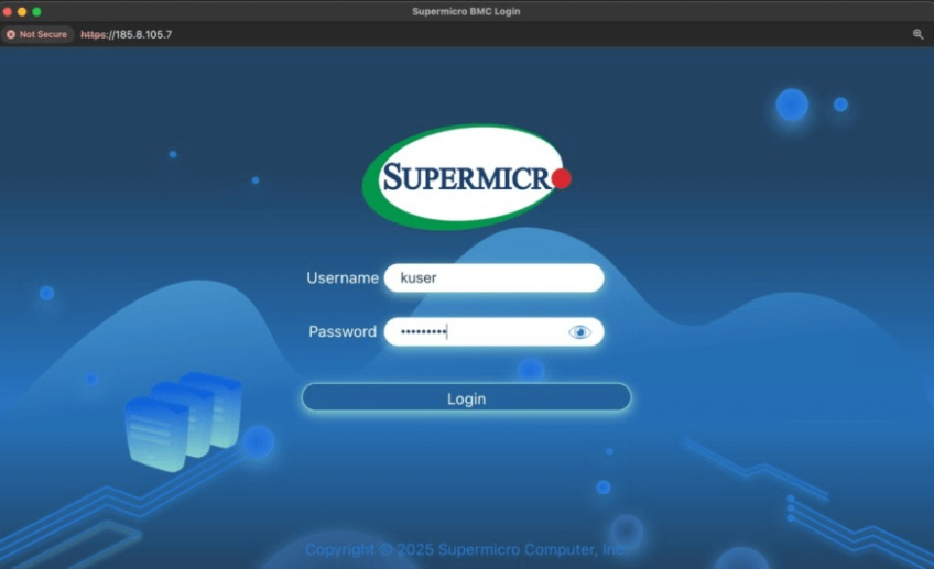 Supermicro login page