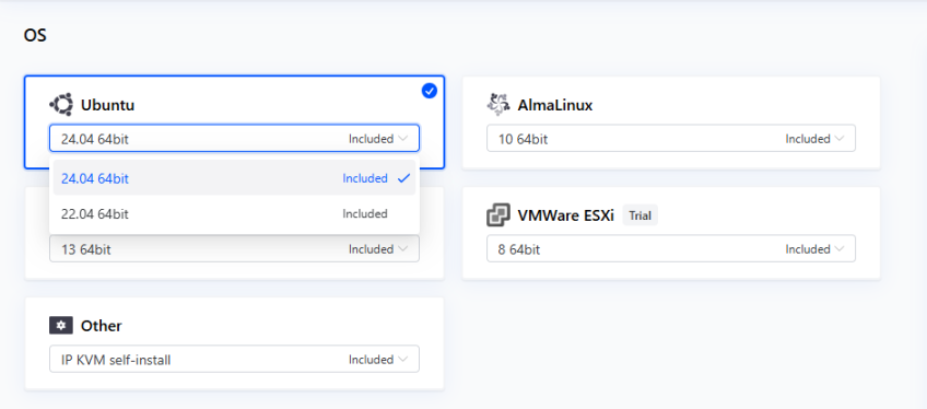 Select operating system