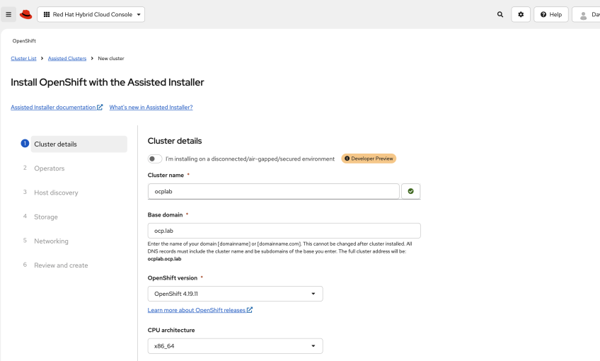 Cluster details form