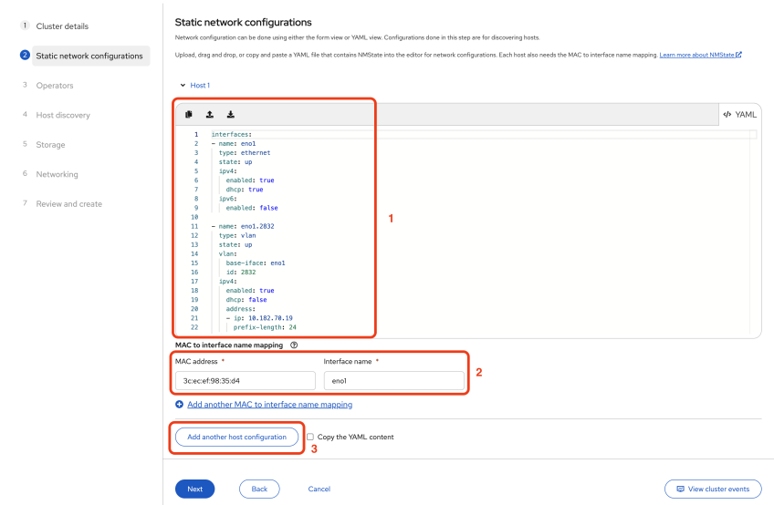 Host 1 configuration