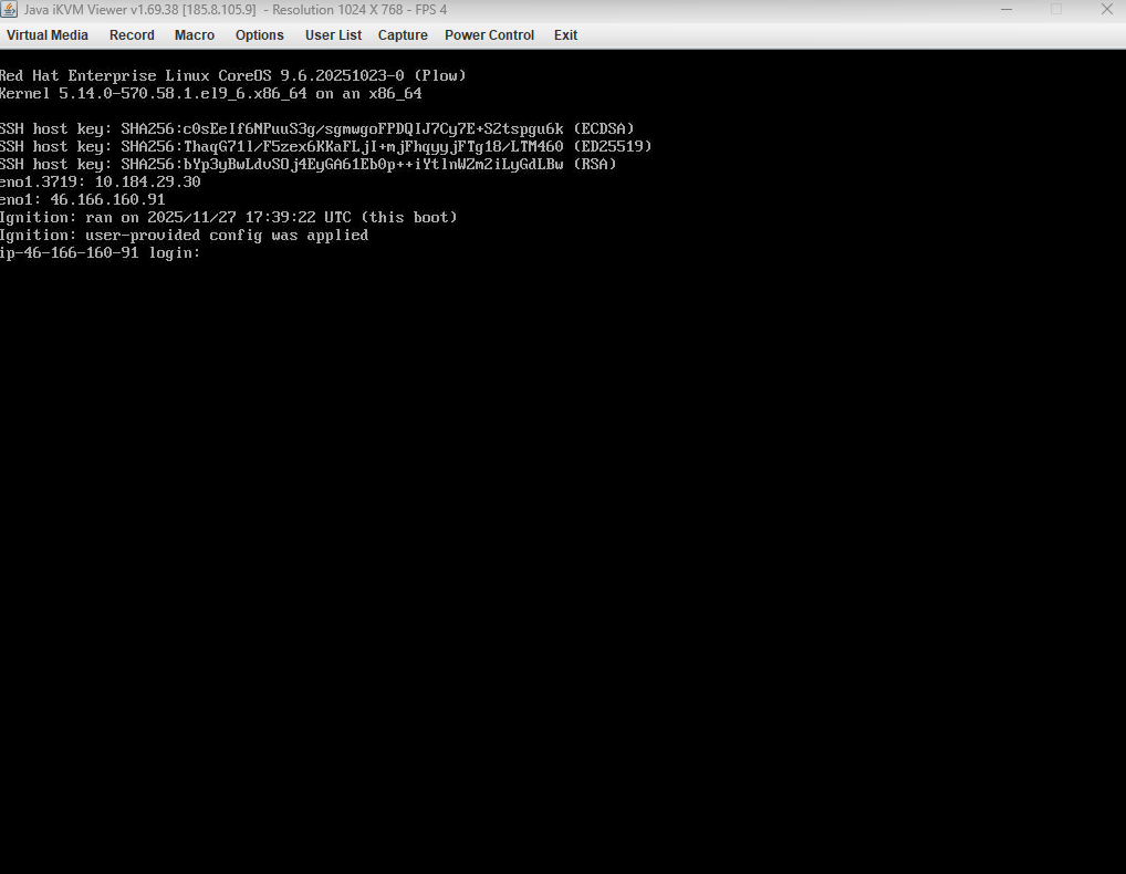 Ignition complete message