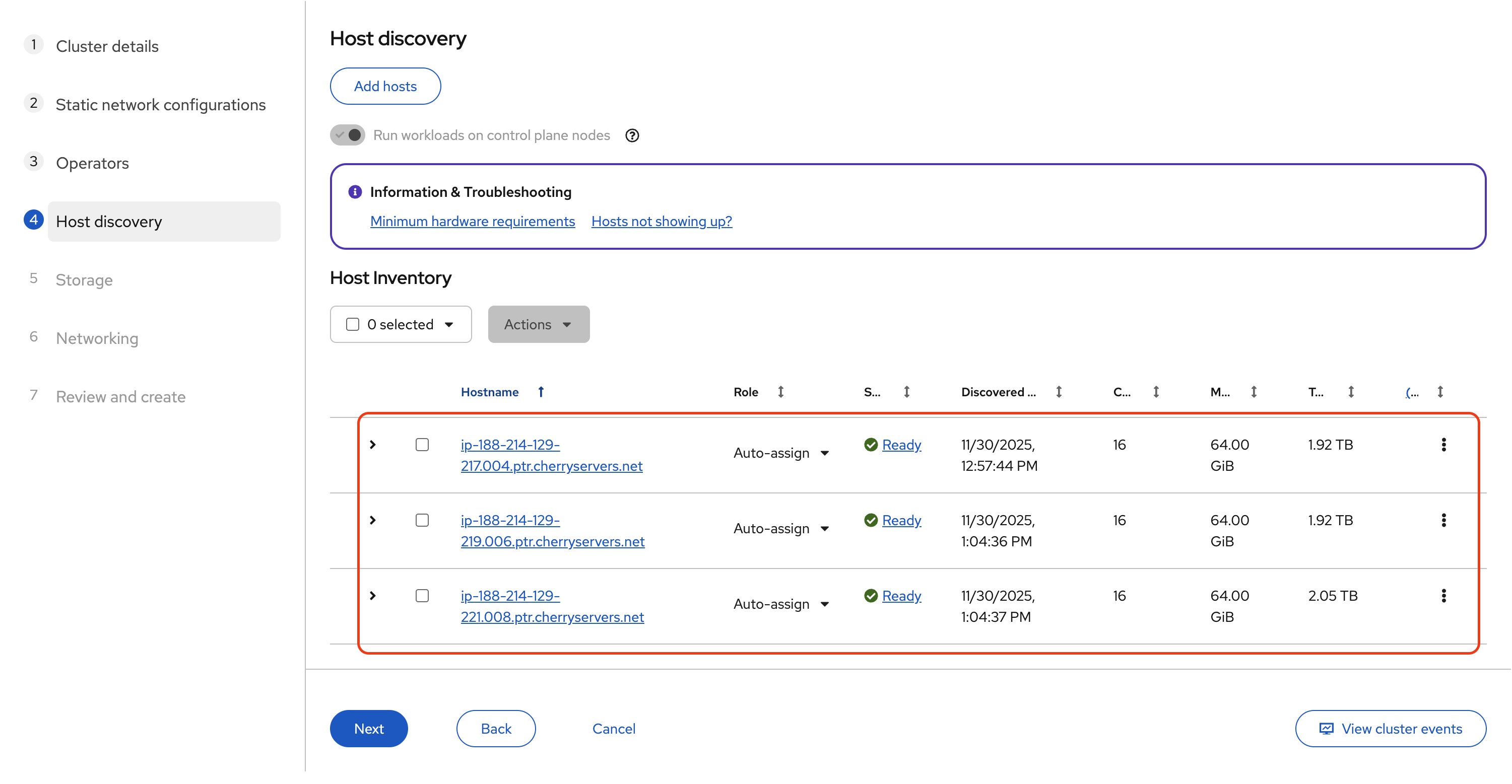 Hosts in Ready state