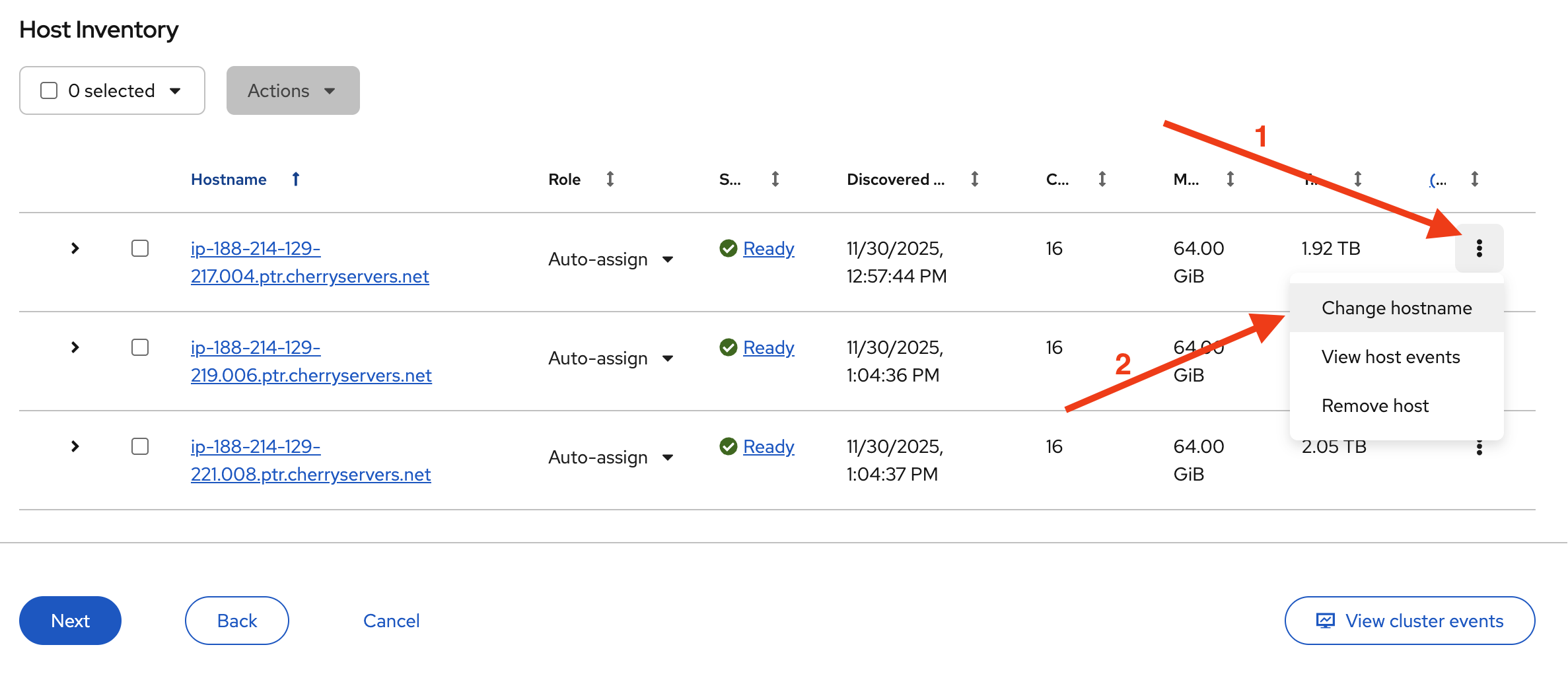 Change hostname action