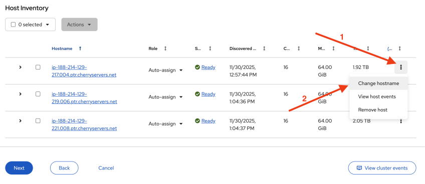 Change hostname action