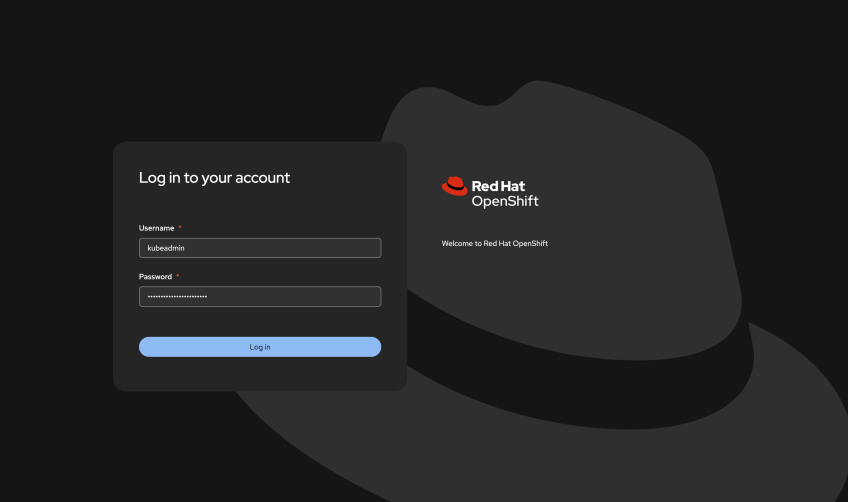 OpenShift login page
