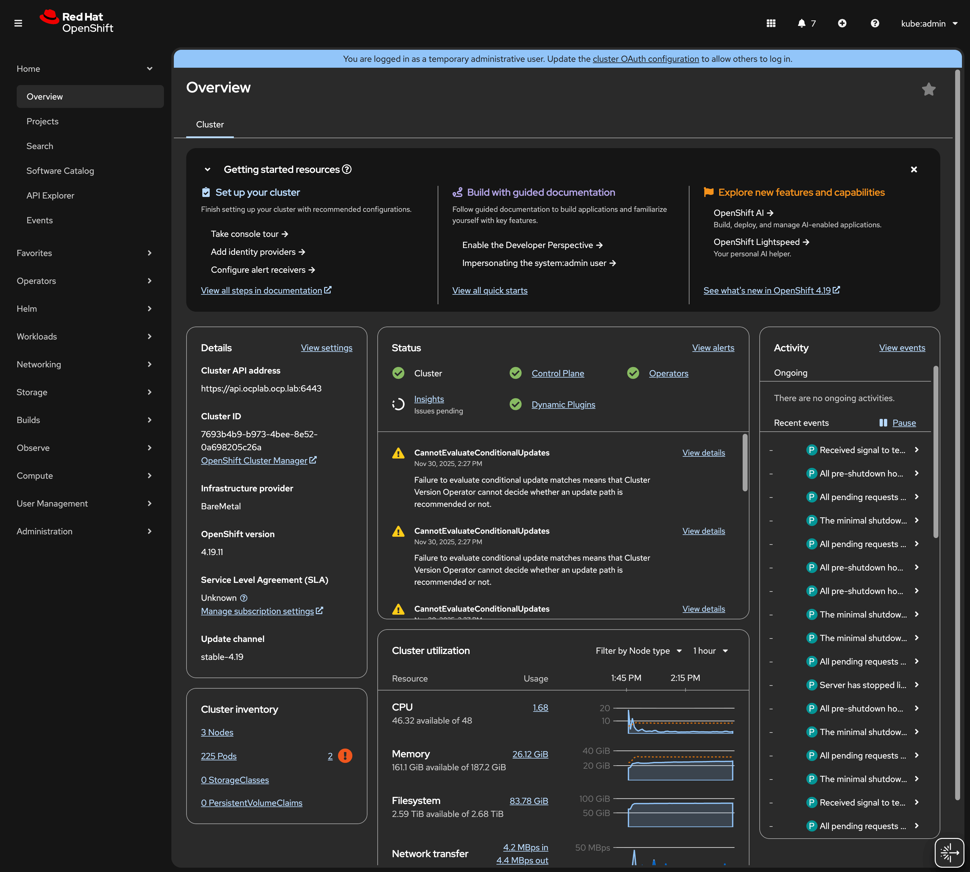 OpenShift dashboard