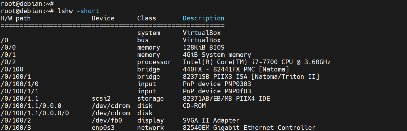 lshw-short-command