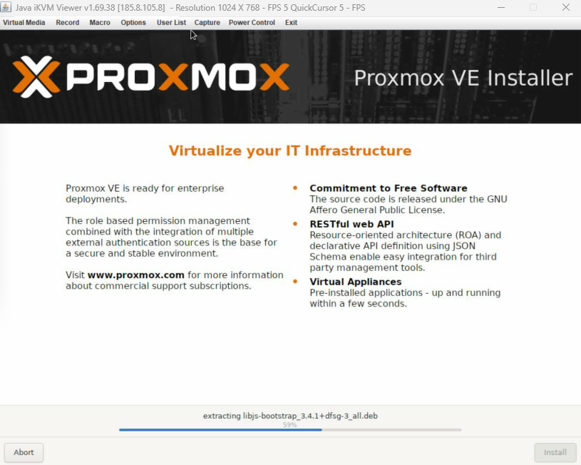 Proxmox extraction screen